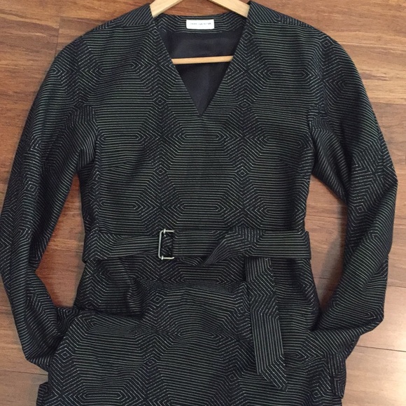 Dries Van Noten Long-Sleeve Belted Black Dress Size 36 - Picture 2 of 8